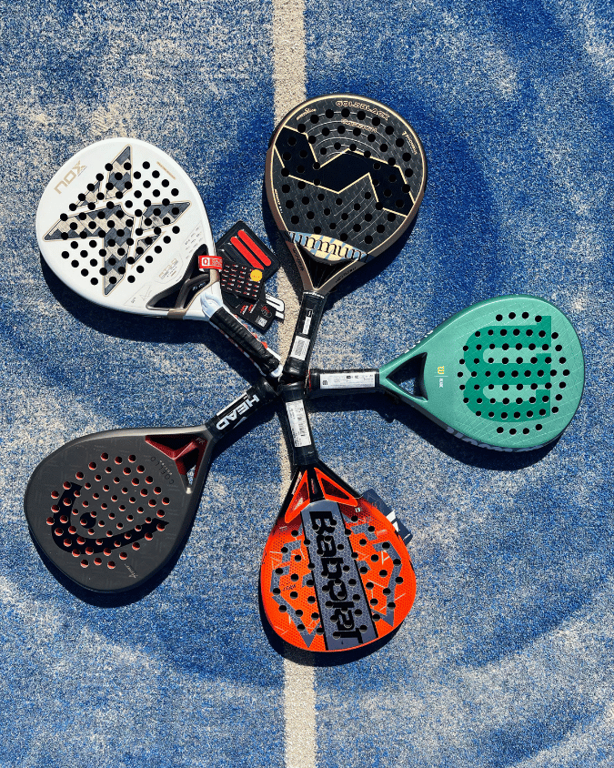 Selection of padel rackets at the Padel Magic Pro Shop