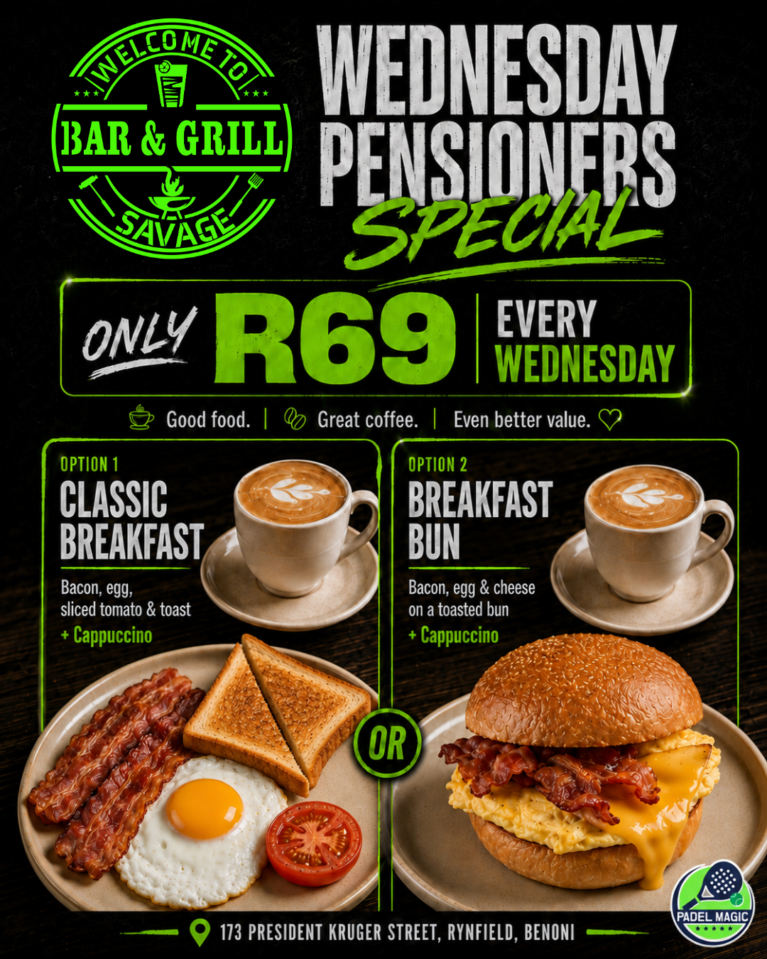 Pensioners Wednesday at Savage Bar and Grill
